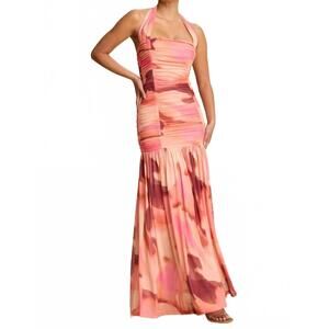 NEW LUXXEL kalani halter mesh maxi dress in multi color